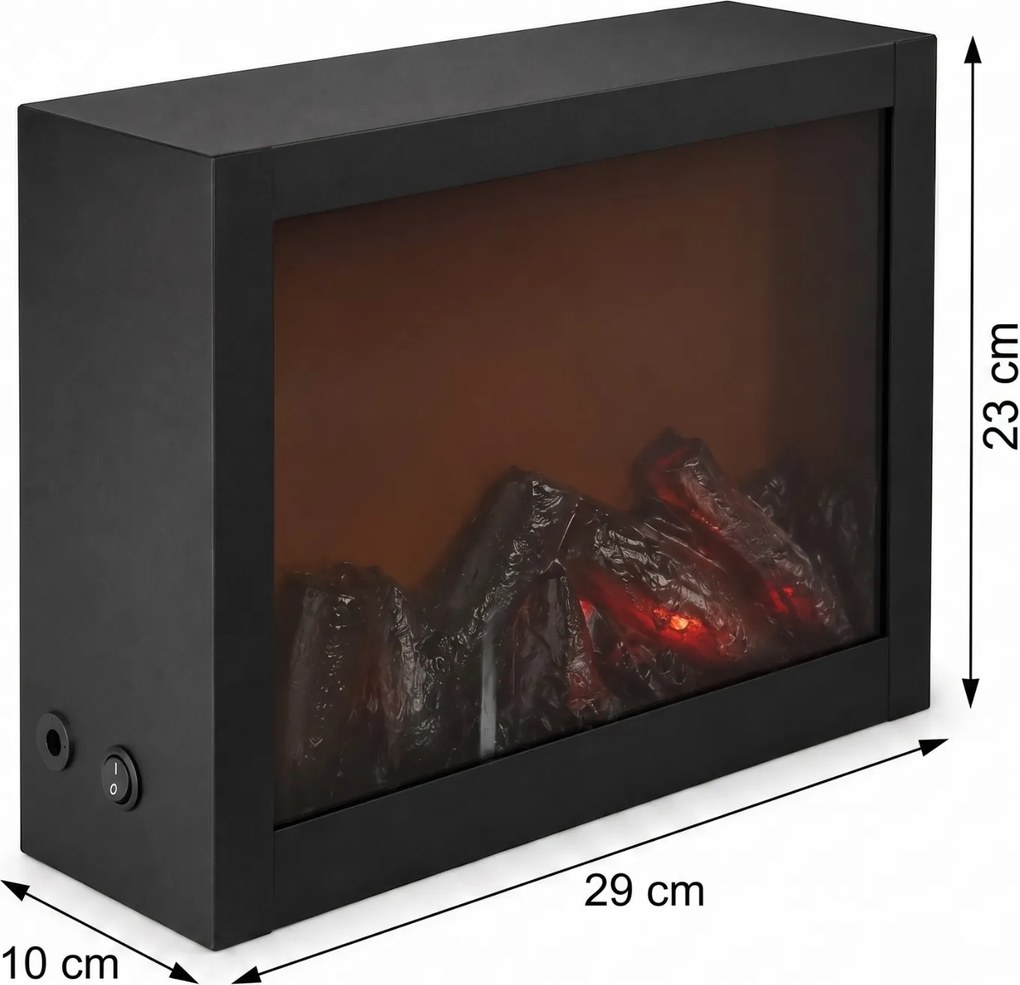 Kominek dekoracyjny LED, metalowy, 10 x 29 x 23 cm