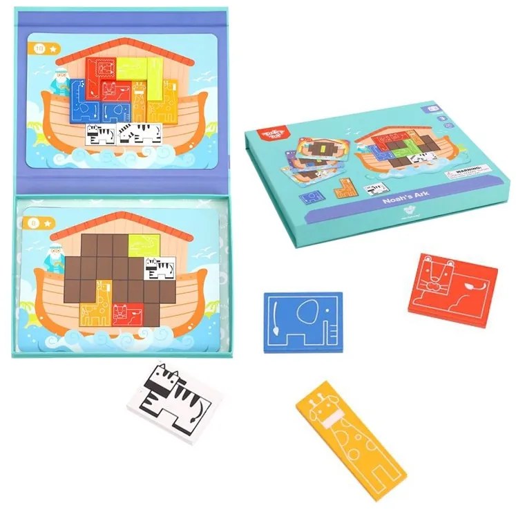 Tooky toy układanka magnetyczna montessori logiczna puzzle tetris arka noego 26 el.