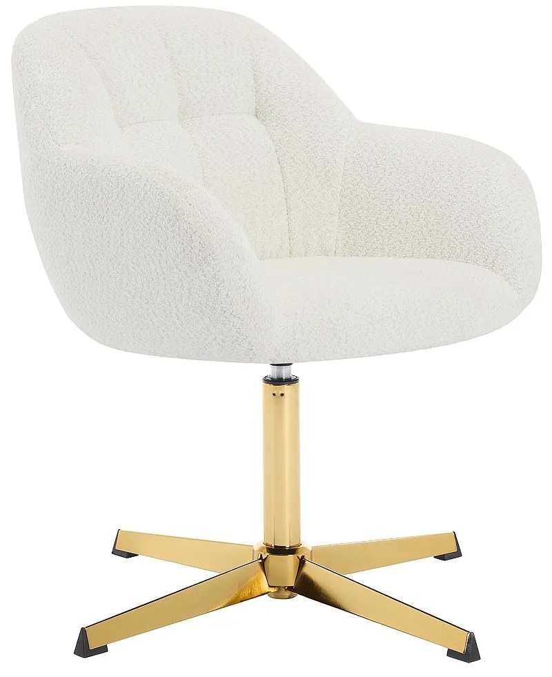 Krzesło biurowe z bukli - Biały i złoty - LANCIEGA Pascala Morabito