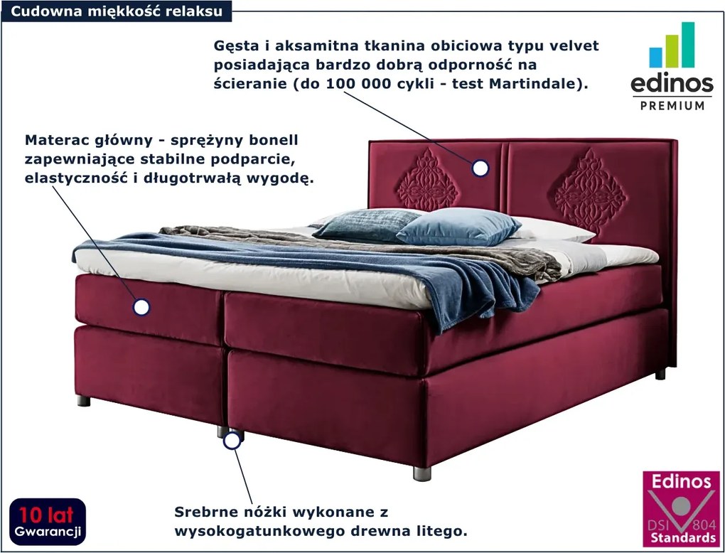 Czerwone łóżko kontynentalne boho 5 rozmiarów T3-A51