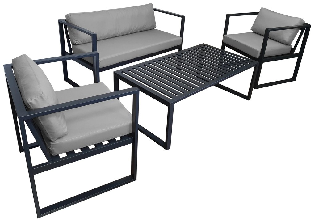 Zestaw mebli ogrodowych sofa + 2 fotele + stolik Oxford szary