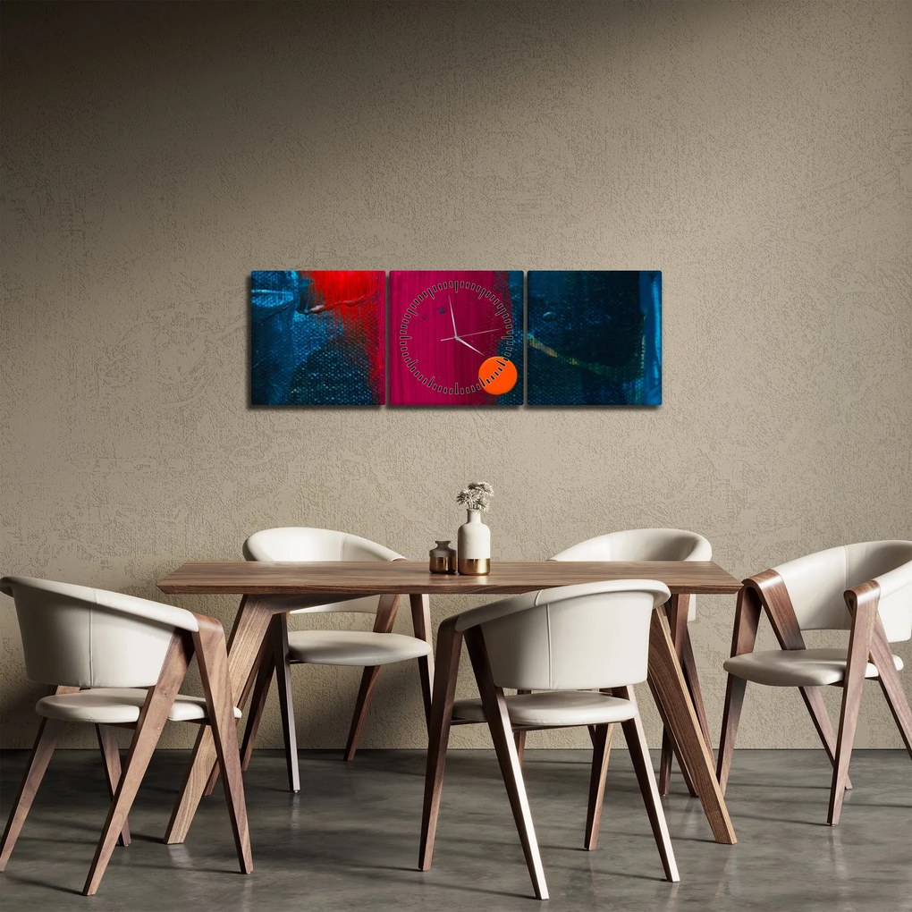 Obraz kolory (z zegarem) (90x30 cm)