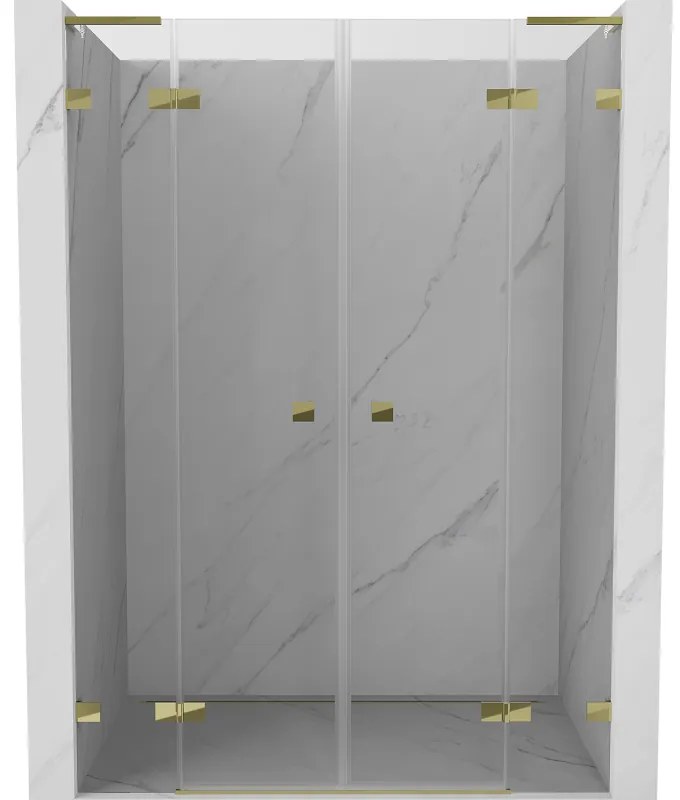 Mexen Lunar L Duo drzwi prysznicowe uchylne 140 cm, transparent, złote - 834DL-140-000-50-00