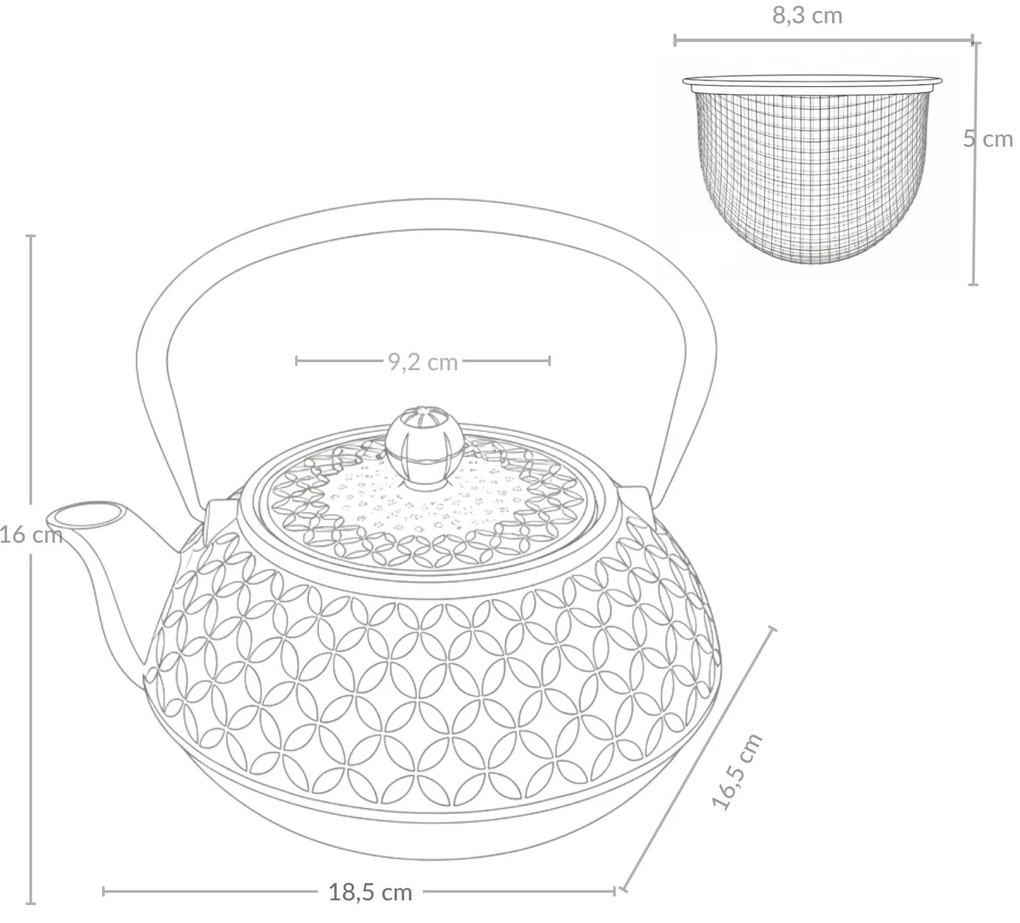 Czajnik żeliwny z zaparzaczem SABI, 1000 ml
