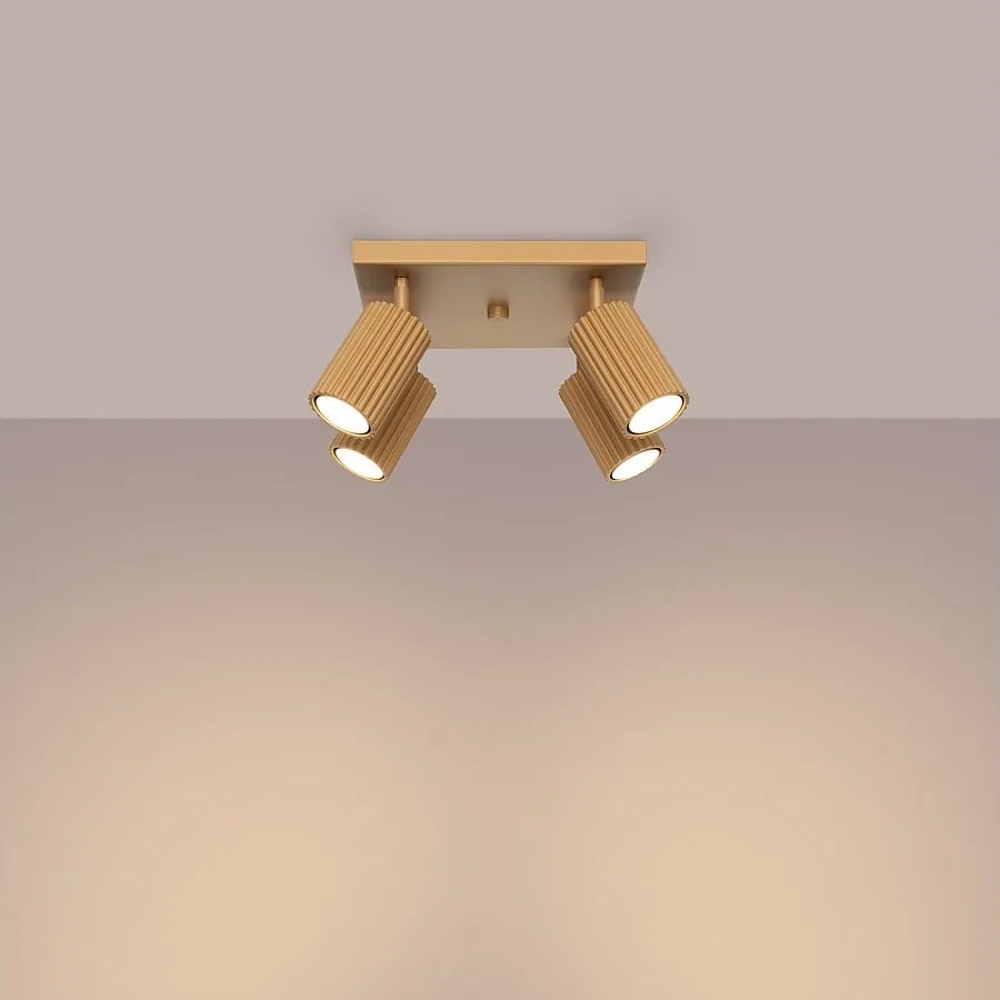 Lampa sufitowa minimalistyczny Gloow, aluminium - 4 źródło światła 3000K - L.25 x H.16.5 cm - złoty