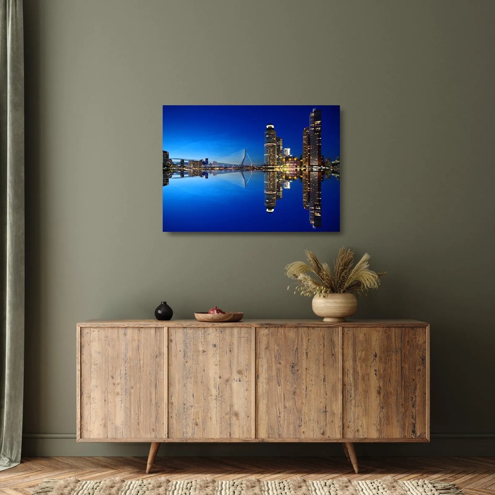 Obraz na szkle - Rotterdam nocą (70x50 cm)