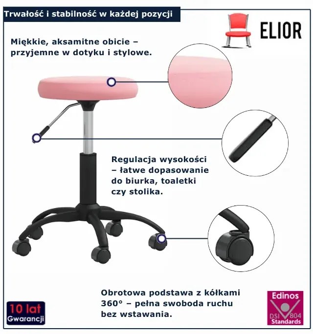 Fotel biurowy obrotowy w kolorze różowego aksamitu K7-C13