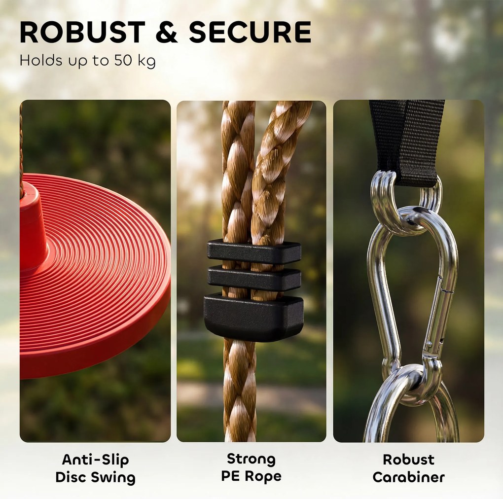 AIYAPLAY Ninja Line Zestaw Slackline dla Dzieci z Huśtawką, Platformami, Zestaw do Zabawy na Zewnątrz dla Dzieci w Wieku 3-8 lat, Czerwony | Aosom PL