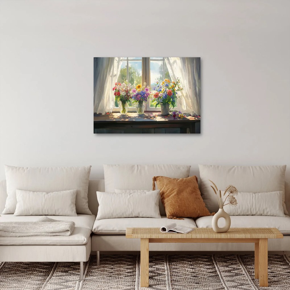 Obraz - Bukiet przy oknie (70x50 cm)