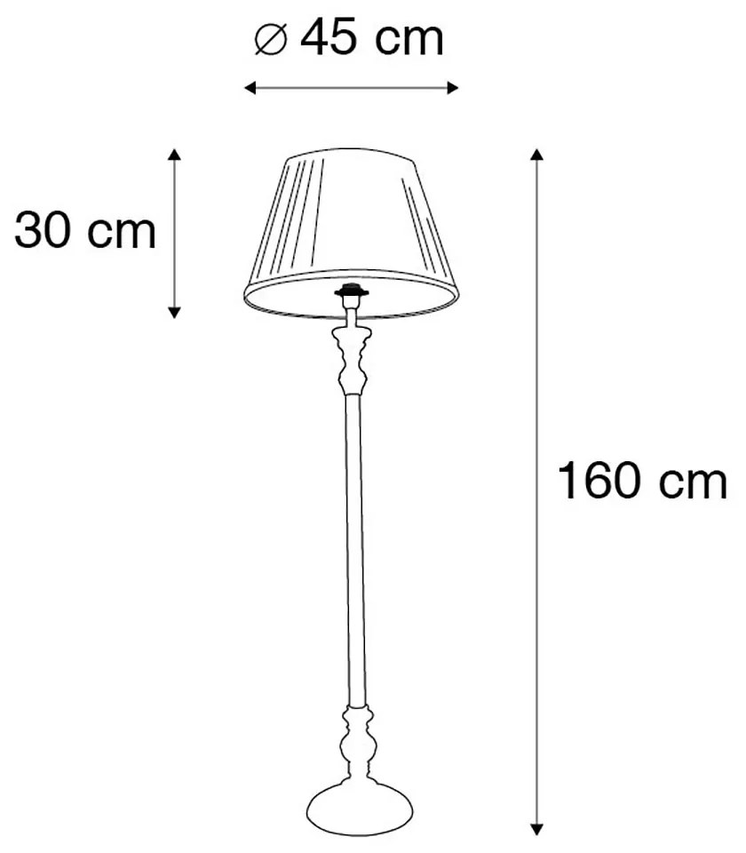 Inteligentna lampa stojąca szara z plisowanym abażurem białym w komplecie z WiFi A60 - Classico Retro Oswietlenie wewnetrzne