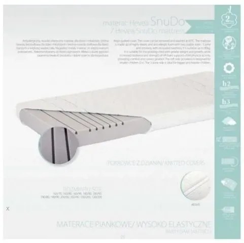 Materac piankowy Snudo 80x190 H2 i H3 HEVEA