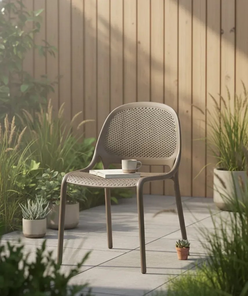 Nowoczesne sztaplowane krzesło khaki B0-S75