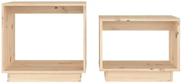 Naturalny komplet 2 drewnianych stolików kawowych T5-N88