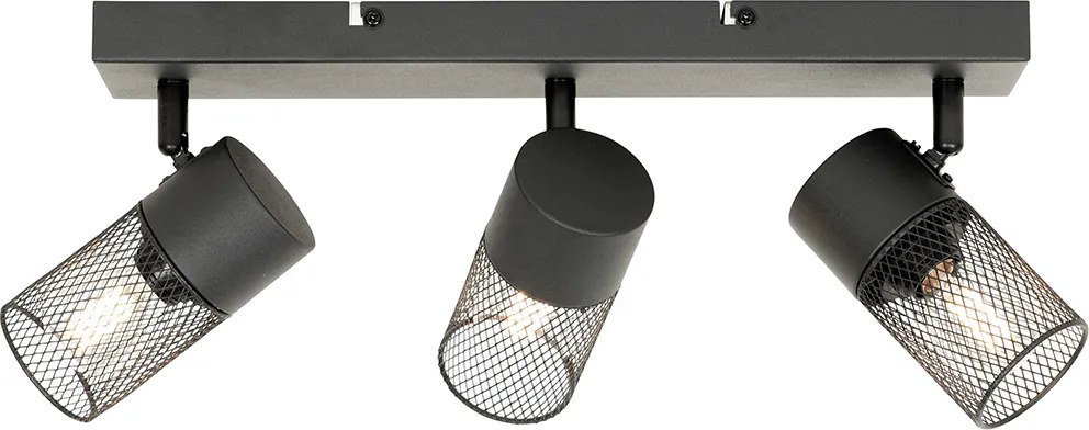 Industrialny reflektor sufitowy czarny 3-punktowy regulowany - Jim