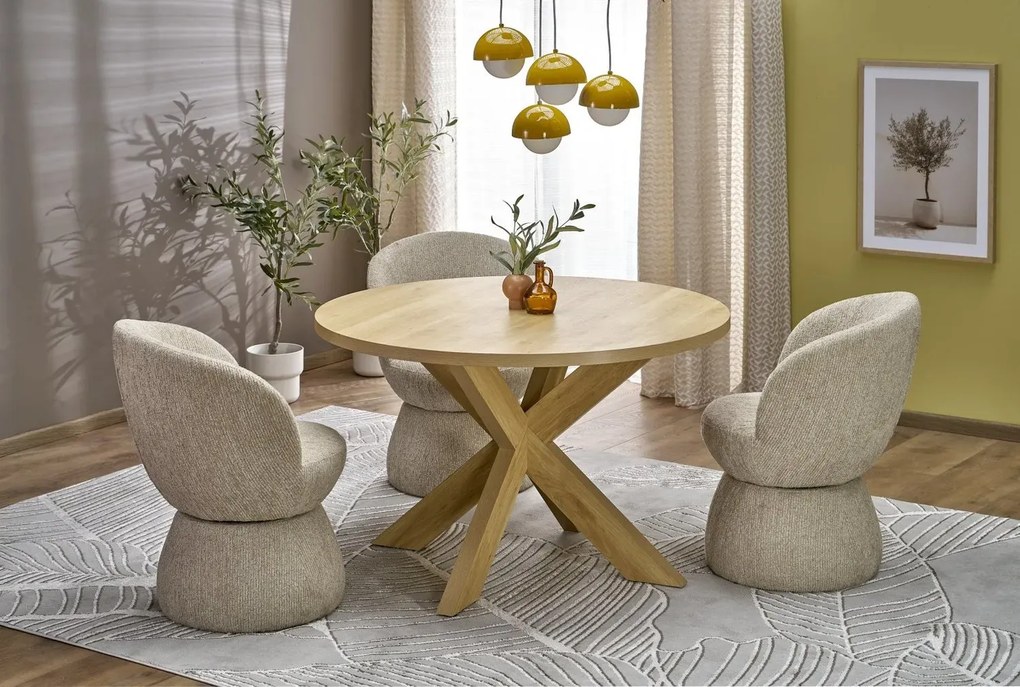 Stół okrągły MORUS 120x120 dąb naturalny HALMAR