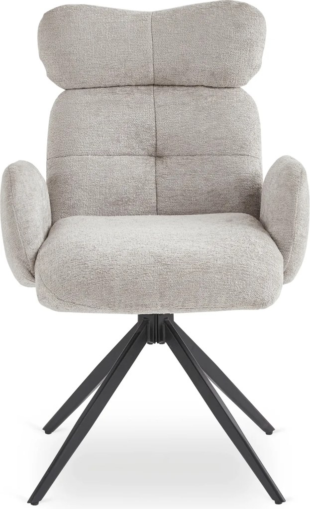 Krzesło Tapicerowane Obrotowe ALVARO Szare Boucle Nowoczesne