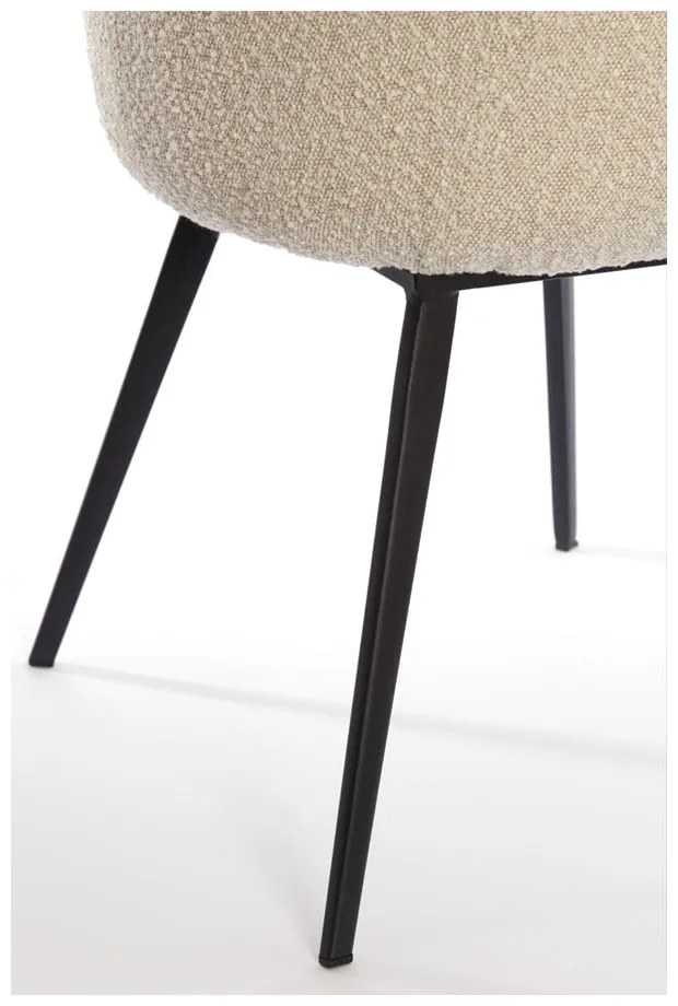 Kremowy tapicerowany fotel jadalniany z podłokietnikami Leone – Light &amp; Living