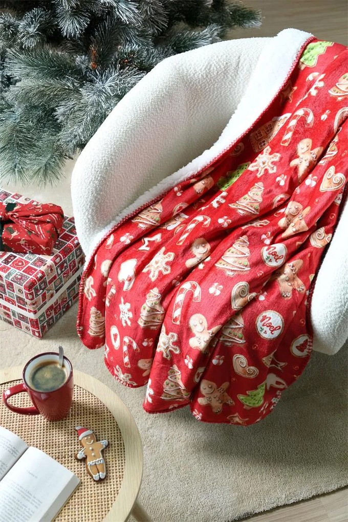 Koc świąteczny z barankiem NOEL, 130 x 160 cm