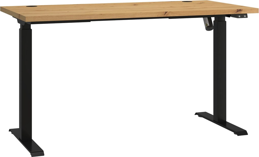Biurko MALTESA - Dąb artisan / Bez szuflad / Wysokość 120.8 cm / Czarny