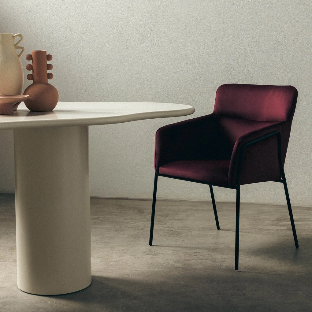 Bordowy designerski fotel HELSINKI VELVET