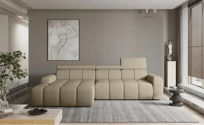 Narożnik ENZO S układ L z elektryczną regulacją siedziska Lewostronny z funkcją spania w ktaninie SORELLA 05 WERSAL