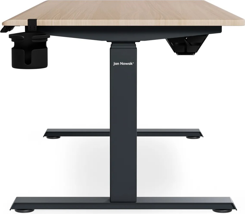 Biurko elektryczne z regulacją wysokości ergonomiczne antracytowe/dąb sonoma,1400x700 mm: ARIA