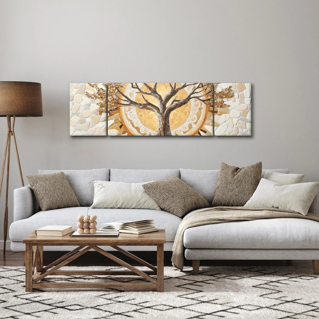Obraz – Złote drzewo życia w mozaice (170x50 cm)