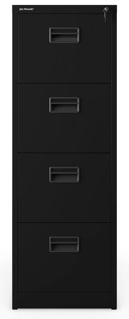Szafa kartotekowa metalowa z 4 szufladami czarna, 460x1320x620 mm: SARA