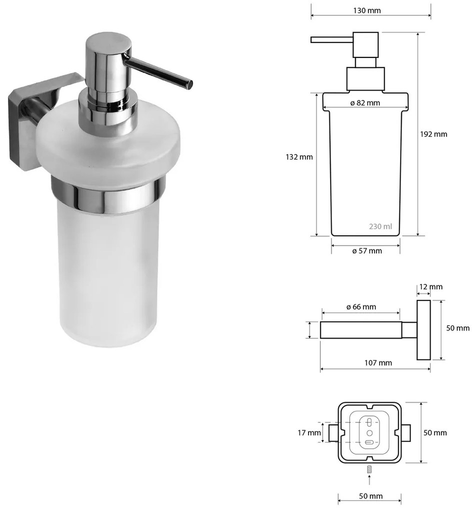 SAPHO IS019 Insia dozownik mydła 230 ml, szkło mleczne/chrom