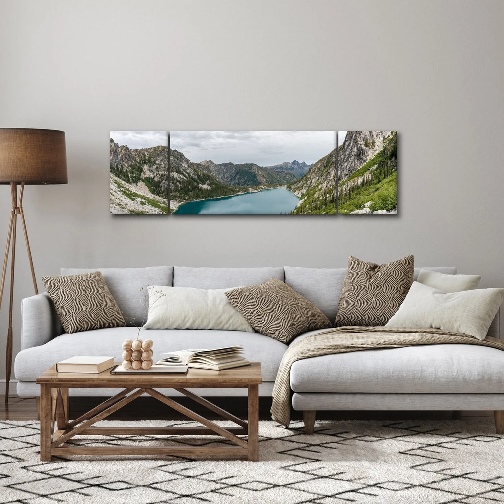 Obraz jeziora w górach (170x50 cm)