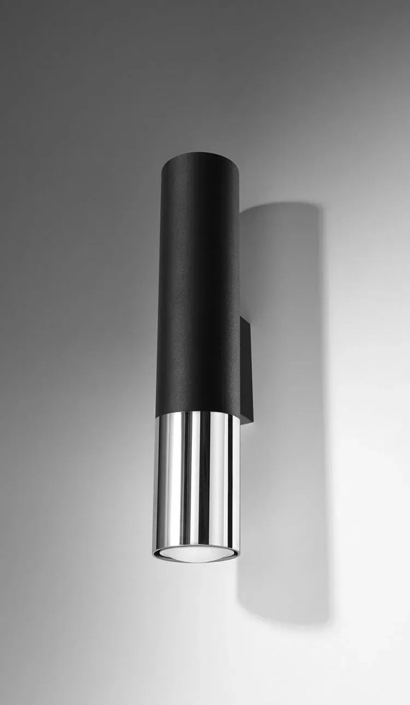 Czarno-chromowany kinkiet tuba D1-L69