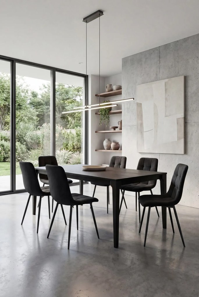 Zestaw 2 czarnych nowoczesnych krzeseł welurowych Z9-B85