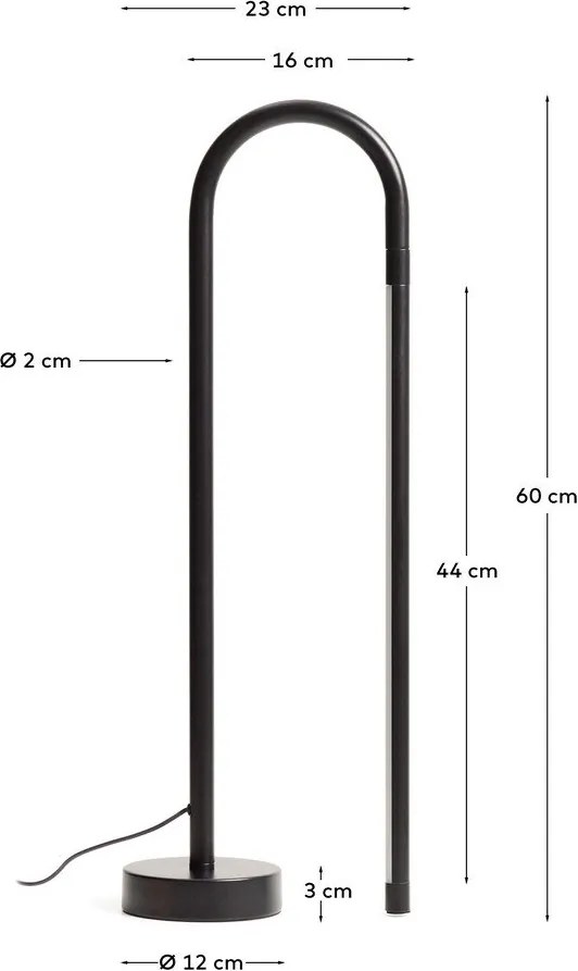 Czarna lampa stojąca LED (wysokość 60 cm) Bow – Kave Home