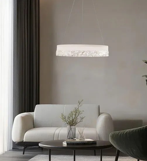 Kryształowa biała lampa wisząca w stylu glamour - M099-Lutoni