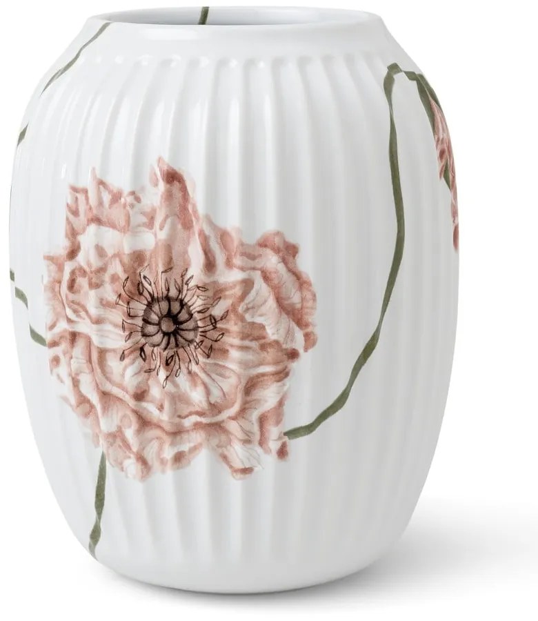 Biały porcelanowy wazon Kähler Design Poppy, wys. 21 cm