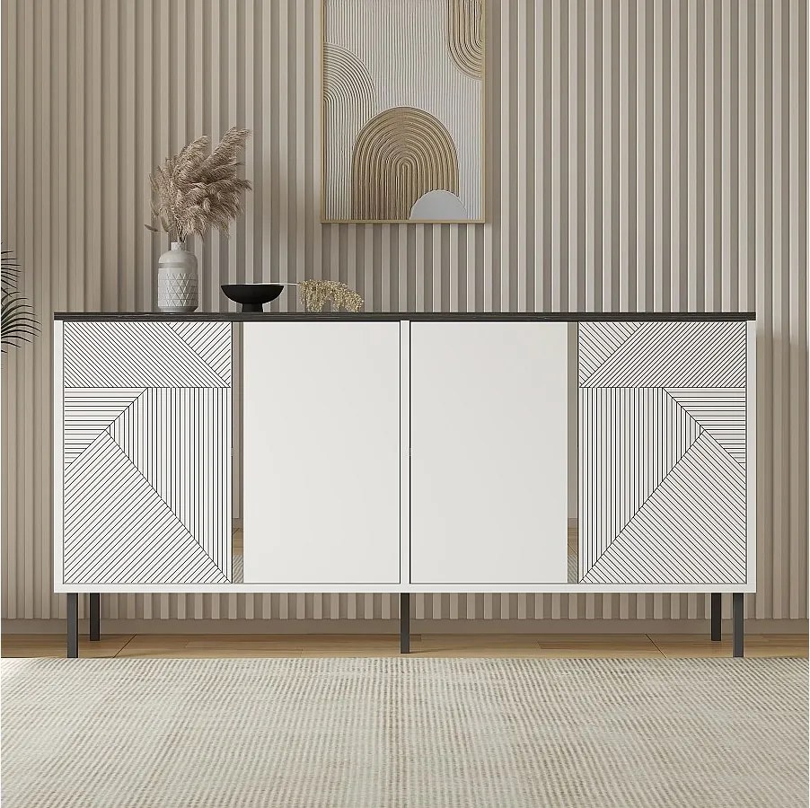 Komoda – 150 cm x 75 cm x 36 cm – Biała i Royal – Płyta wiórowa z powłoką melaminową