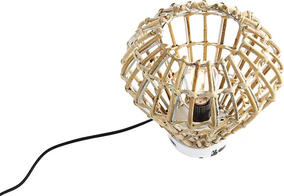Rustykalna lampa stołowa bambusowa z białym - Canna Diamond