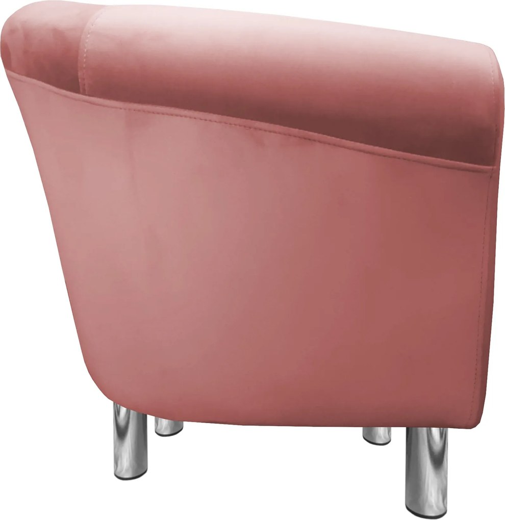 Fotel Milo tkanina Welur wygodny fotel tapicerowany do salonu i sypialni : Kolor nogi - Chrom, Kolor tkaniny - VELVET - MG58, Wysokość nogi - 15 cm