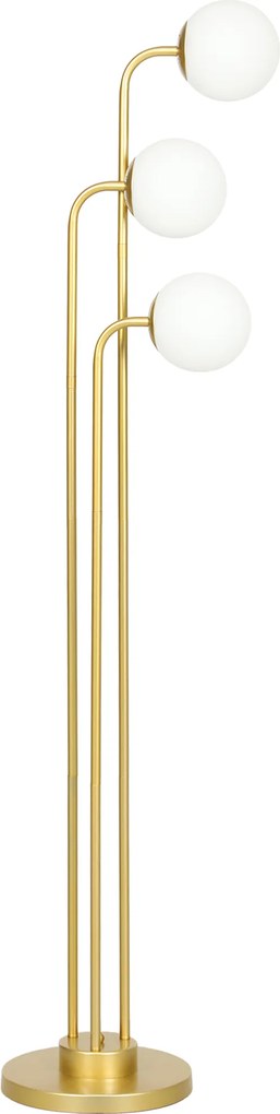 HOMCOM Nowoczesna Lampa Stojąca z 3 Abażurami, z Włącznikiem Nożnym, do Salonu, Sypialni, 3 x Oprawka E27, Złoty Kolor
