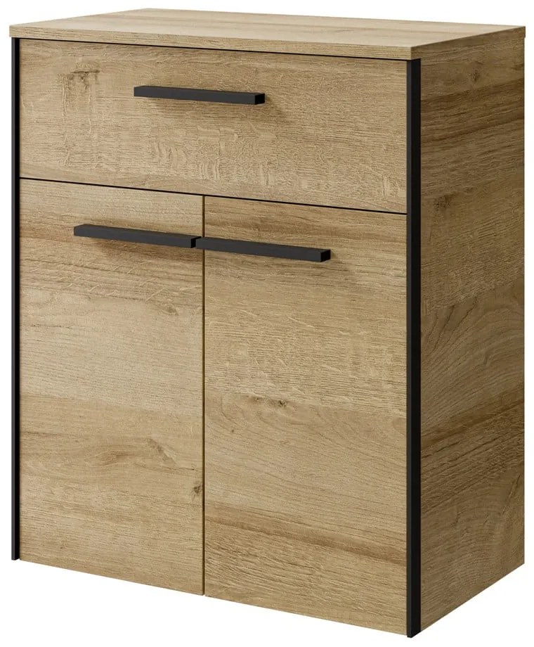 Niska/wisząca szafka łazienkowa w dekorze dębu w naturalnym kolorze 72x60 cm Quickset 395 – Pelipal
