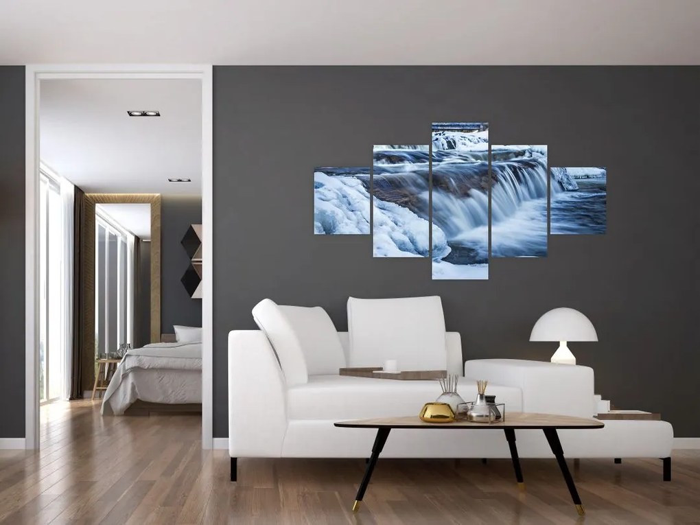 Obraz rzeki zimą (125x70 cm)