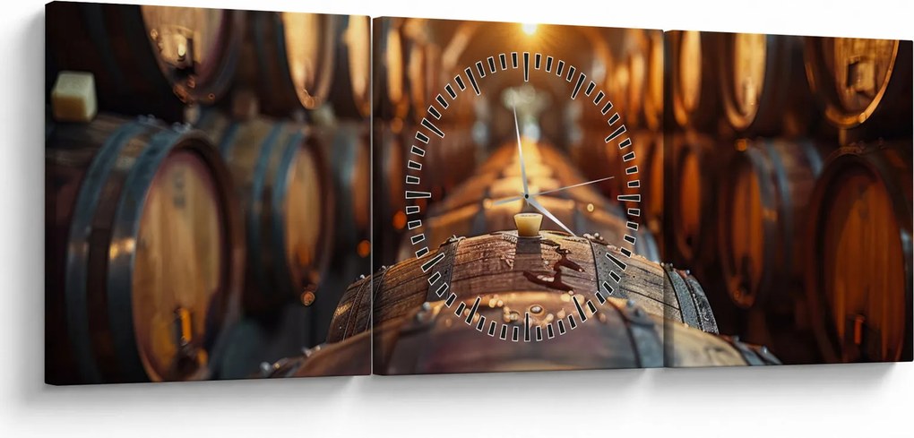 Obraz - Piwniczka na wino (z zegarem) (90x30 cm)