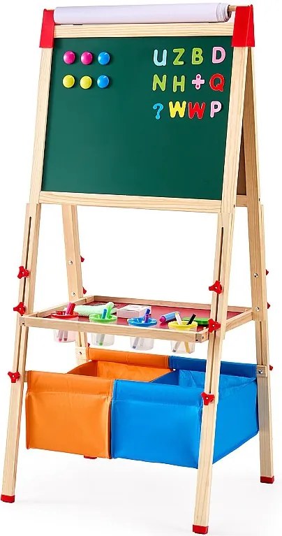 Stoisko Artystyczne SucceBuy, 3 w 1 Dla Dzieci, Magnetyczna Biała Tablica z Drewna o Podwójnej Powierzchni