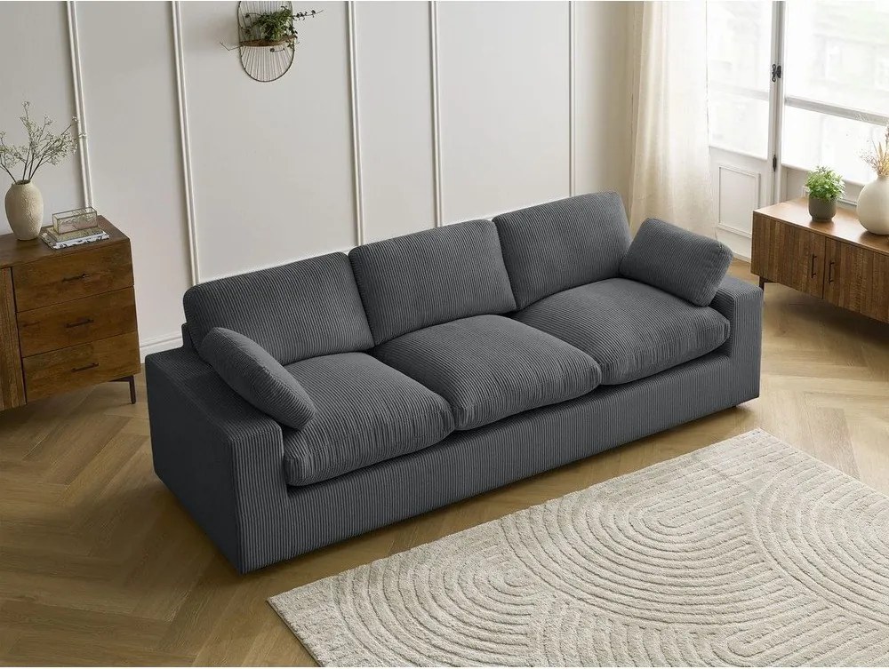 Ciemnoszara sztruksowa sofa 250 cm Belair – Bobochic Paris