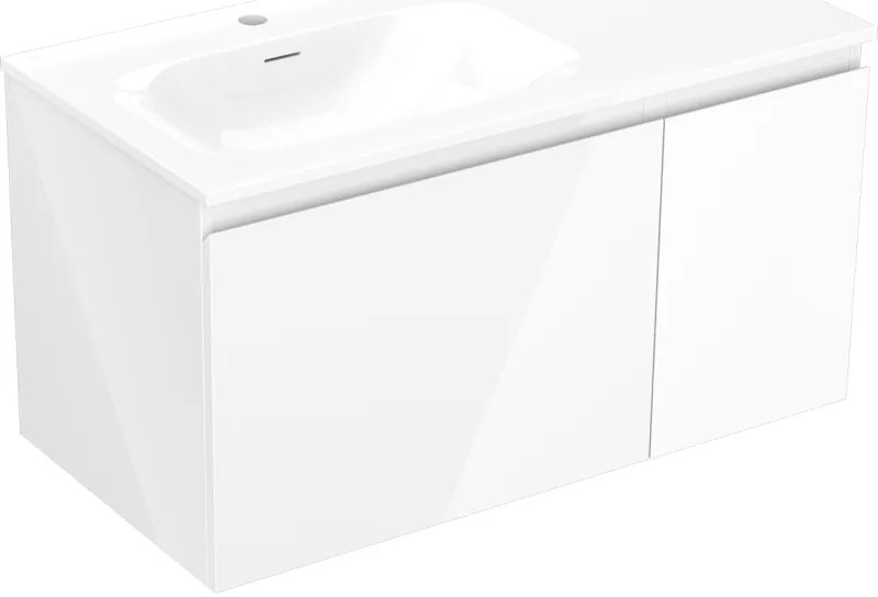 Mexen Orio szafka łazienkowa 90 cm z umywalką Vela lewą, 1S, 1D, biała połysk - 91A13-09047-3-BBFF00-W23L00