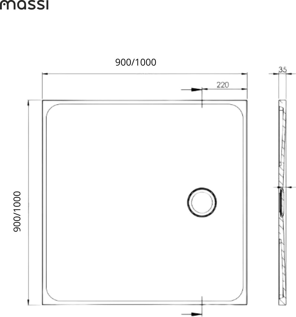 Brodzik kwadratowy z konglomeratu RONA Classic | Różne rozmiary | Różne kolory : Kolor - Beż matowy, Rozmiar - 100x100 cm