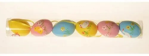 Zestaw wiszących jajek o wysokości 6 cm, 6 sztuk wopakowaniu, mix kolorów