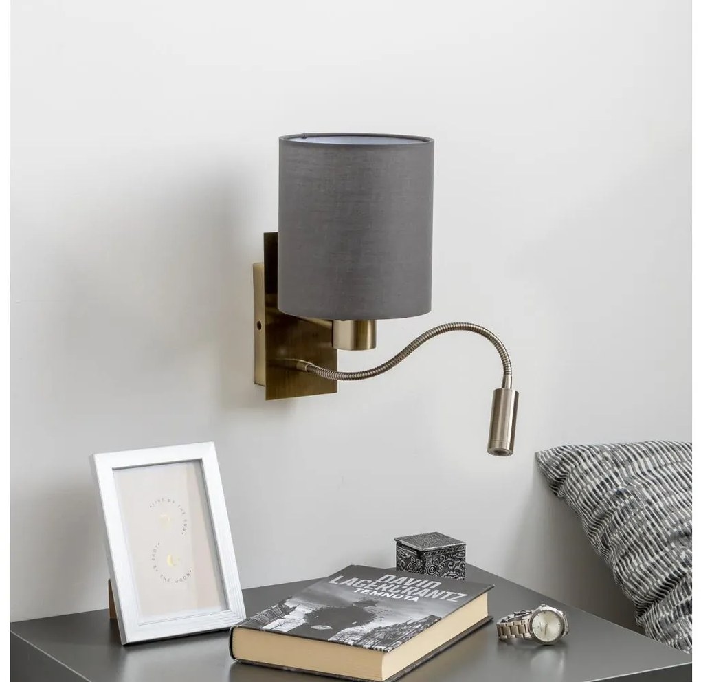 Brilagi - LED Kinkiet NUBILA 1xE27/25W/230V + LED/3W mosiądz/antracyt