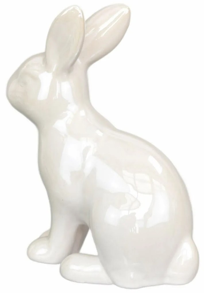 Dekoracje wielkanocne Biały zajączek, ceramika,10,2 x 13 x 5,2 cm