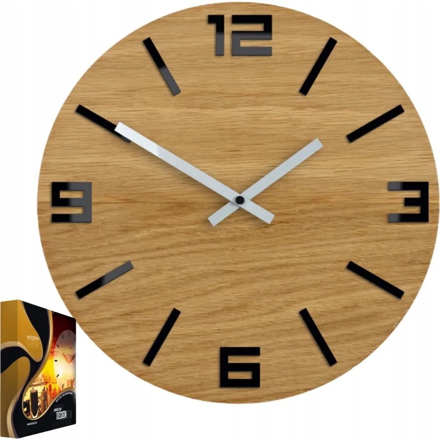 Zegar ścienny akrylowy mechanizm kwarcowy arabic wood black okrągły